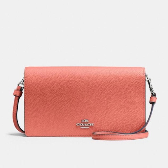 Coach Coral Pink Pebbled Leather Crossbody Bag โ Never Used, Elegant & Versatile - Picture 1 of 5